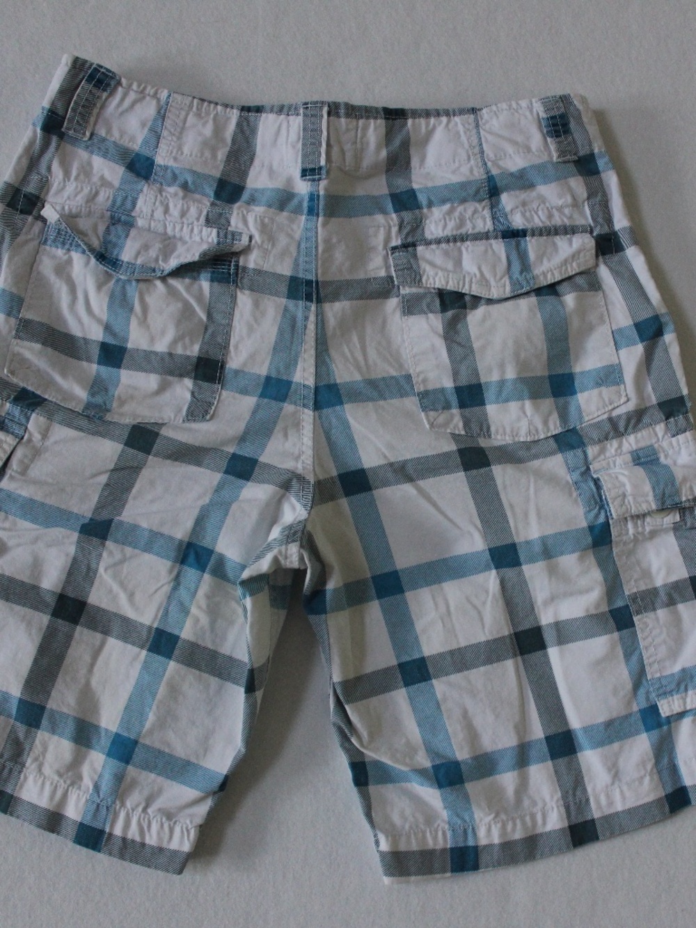 Op Cargo Shorts Vintage Y2K plaid blue and navy plaid Ocean Pacific - Picture 4 of 5